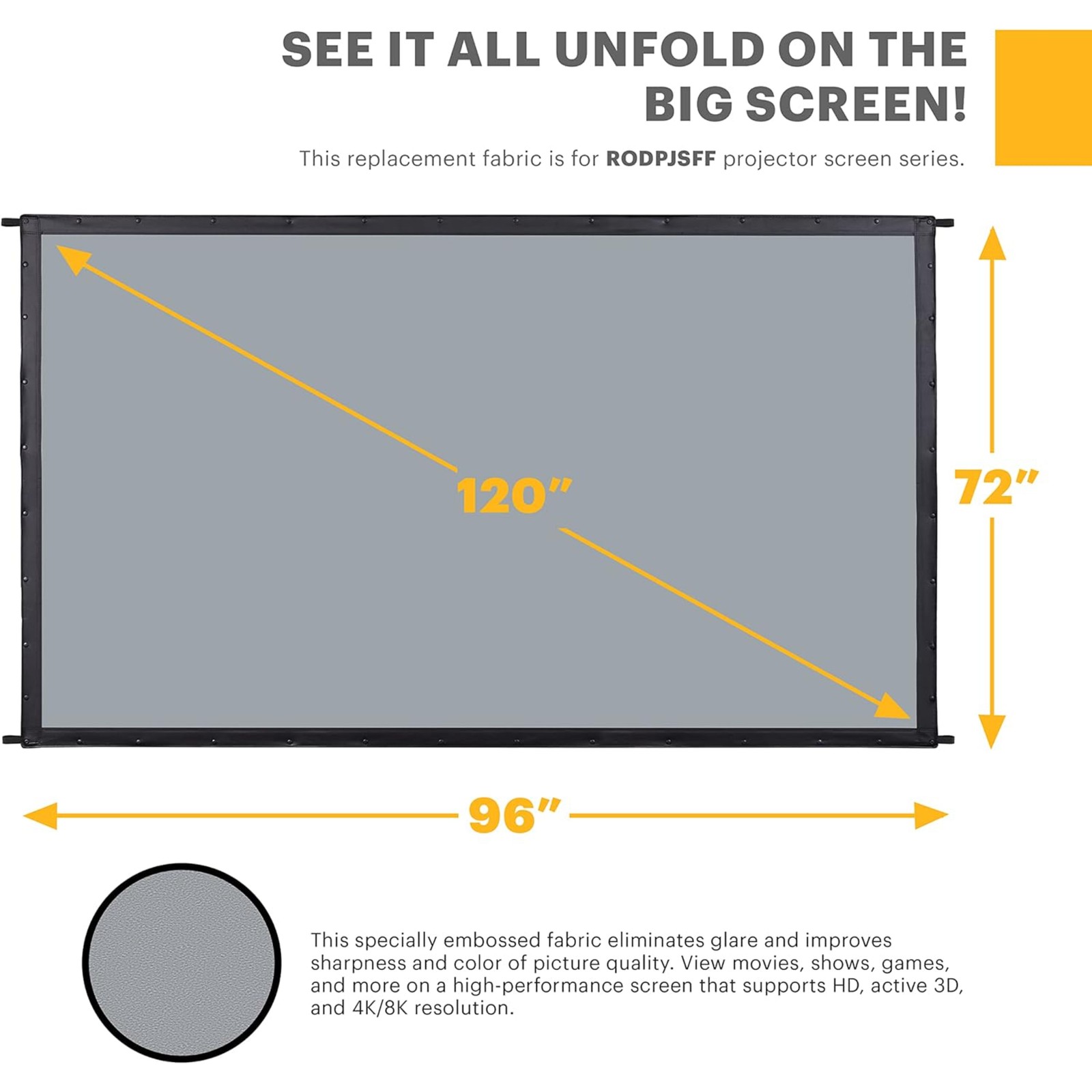 KODAK 120” Replacement Dual Projector Screen, Front & Rear Projection - Gray