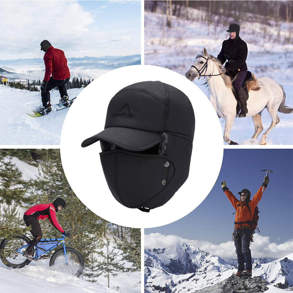 Men Winter Trapper Hat Ear Flap Face Mask Aviator Ushanka Warm Windproof Cap