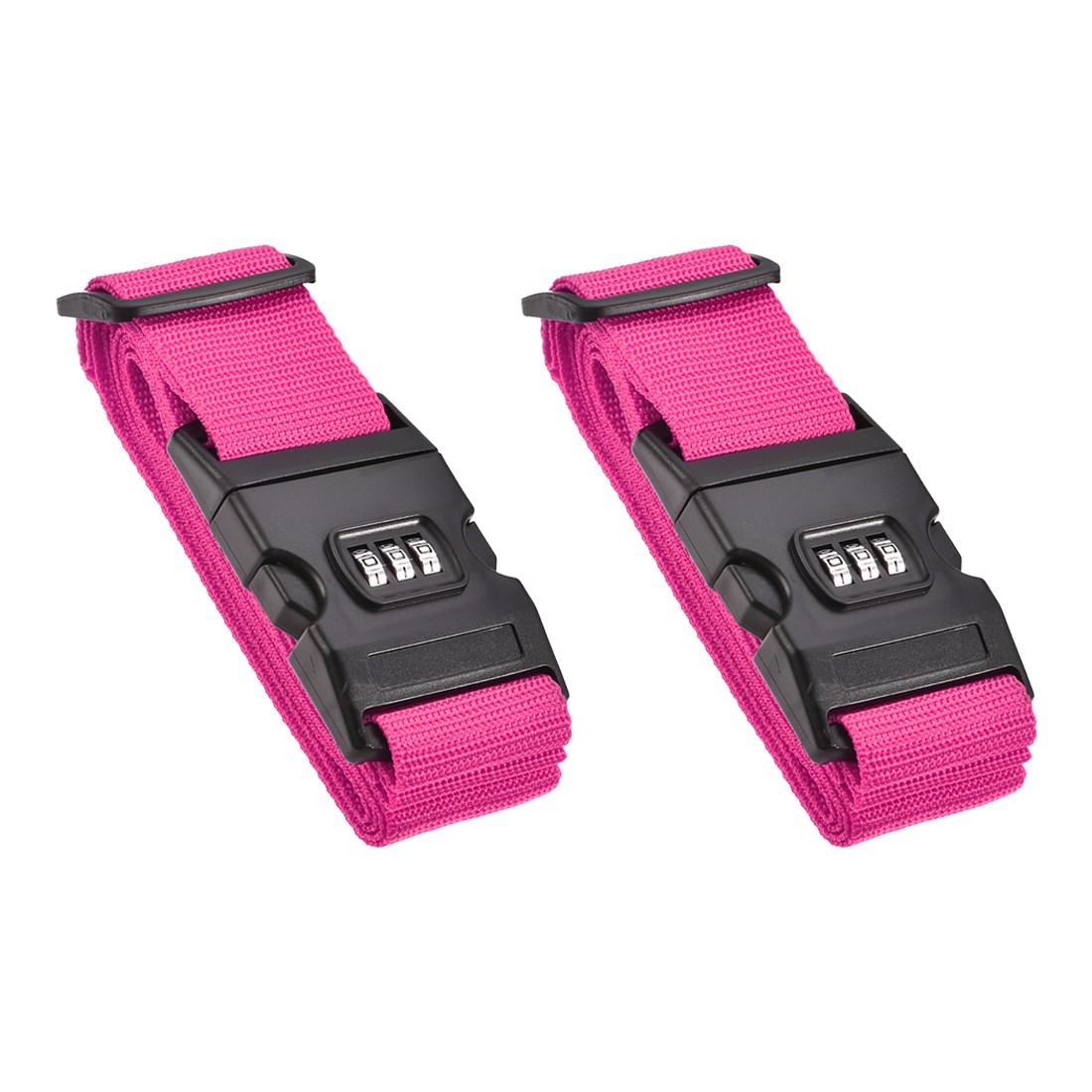 2Pcs Luggage Straps Suitcase Belts with Buckle Combination Lock 2Mx5cm Rose Red