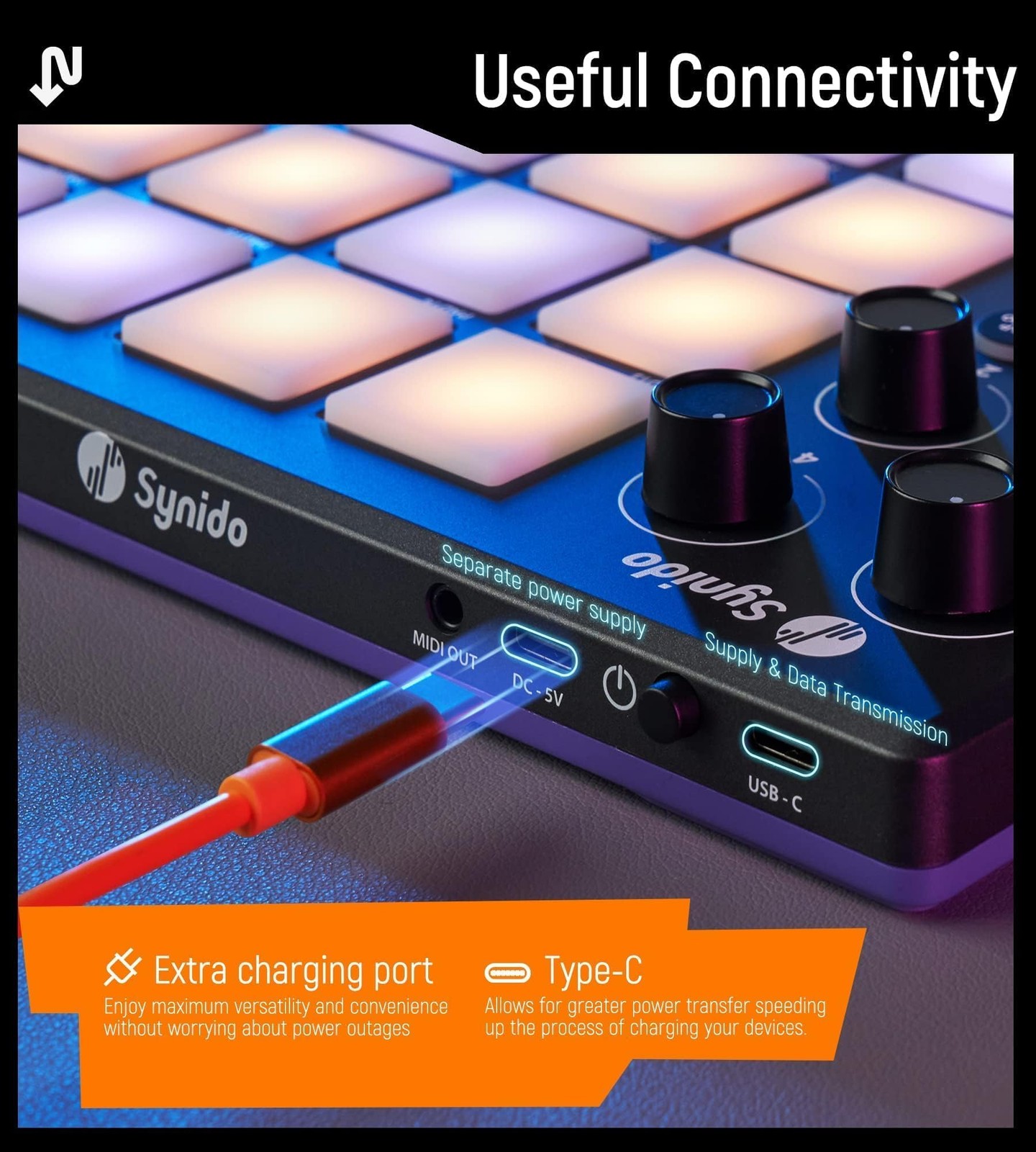 TempoPAD MIDI Drum Controller, 16 RGB Backlit Beat Pads, 4 Assignable Knobs, ...