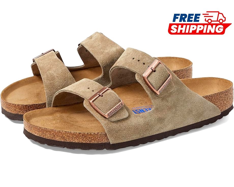 Birkenstock Arizona Taupe Suede Sandals Soft Footbed Shoes US 6-12 New w/ Box