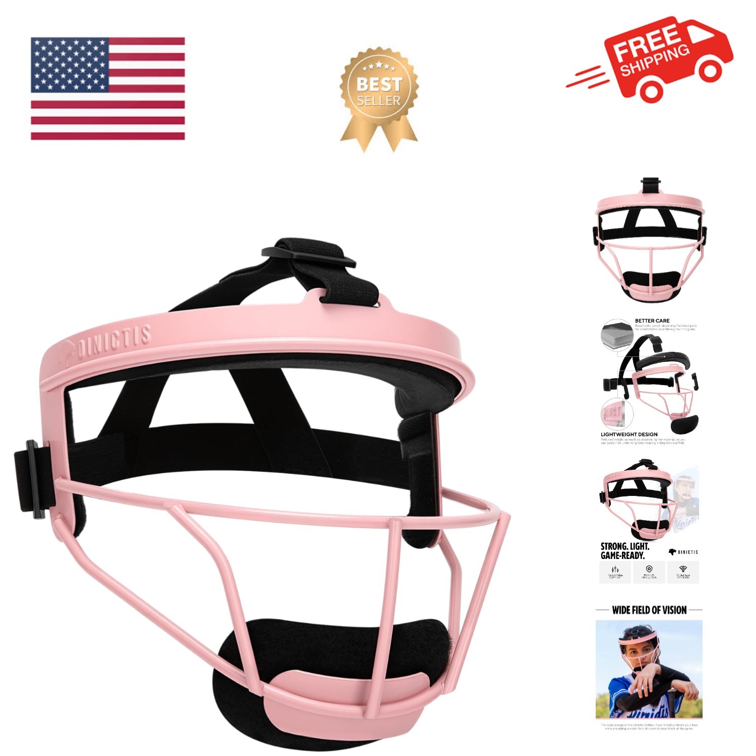 Softball Face Mask, Lightweight, Comfortable, with Wide Field Vision, Durable...