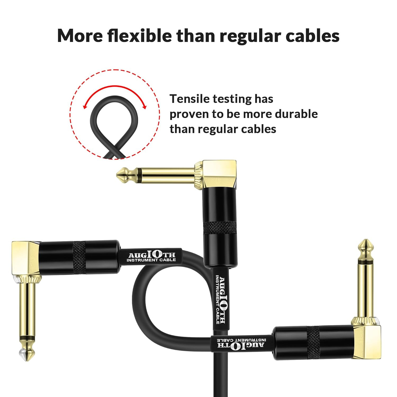 18 Inch Guitar Patch Cable Performance Guitar Effect Pedal Cables Angled to Angl