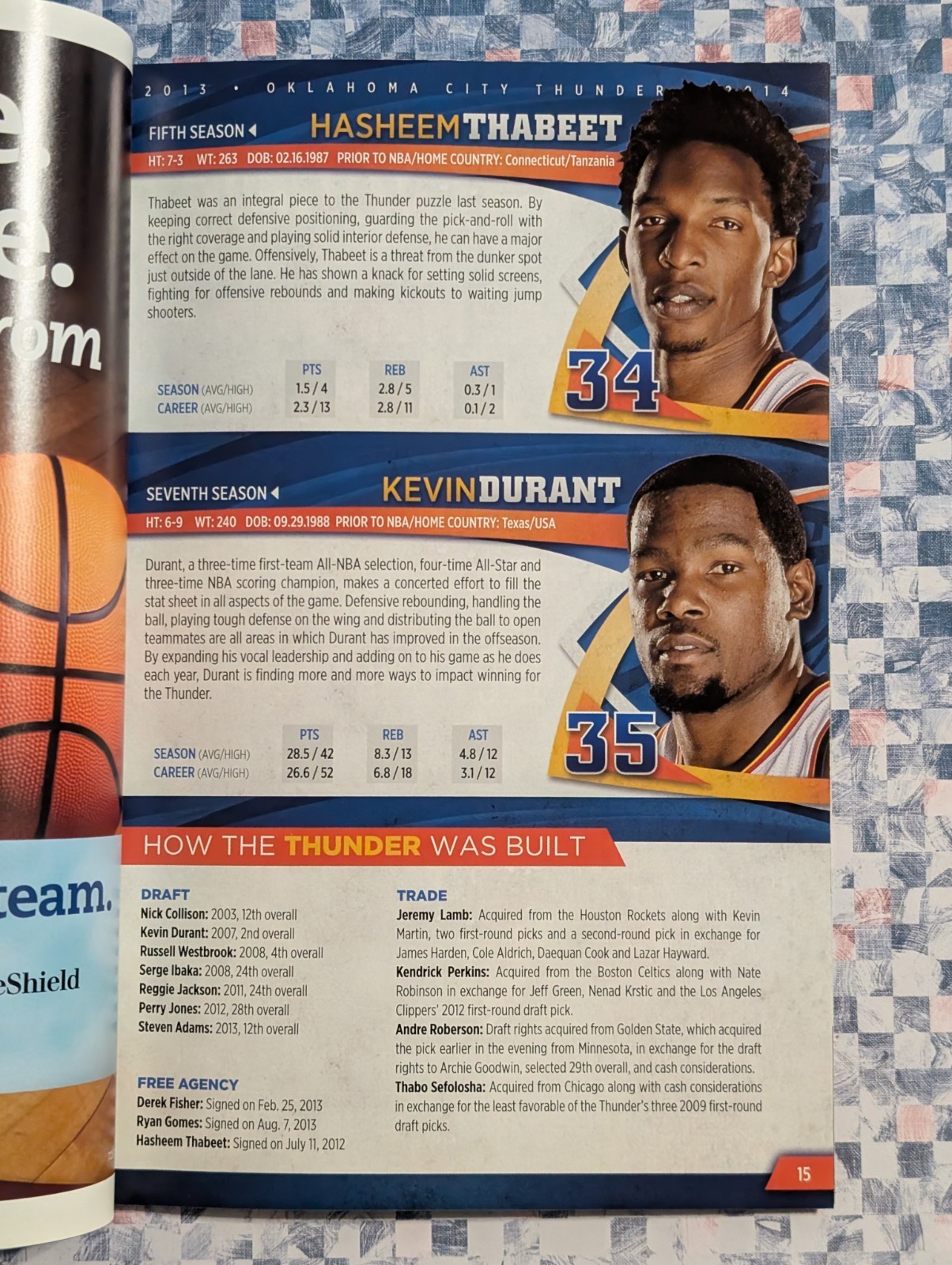 OKC Thunder GameNight Program - January 2, 2014 vs Nets - NBA Westbrook Durant