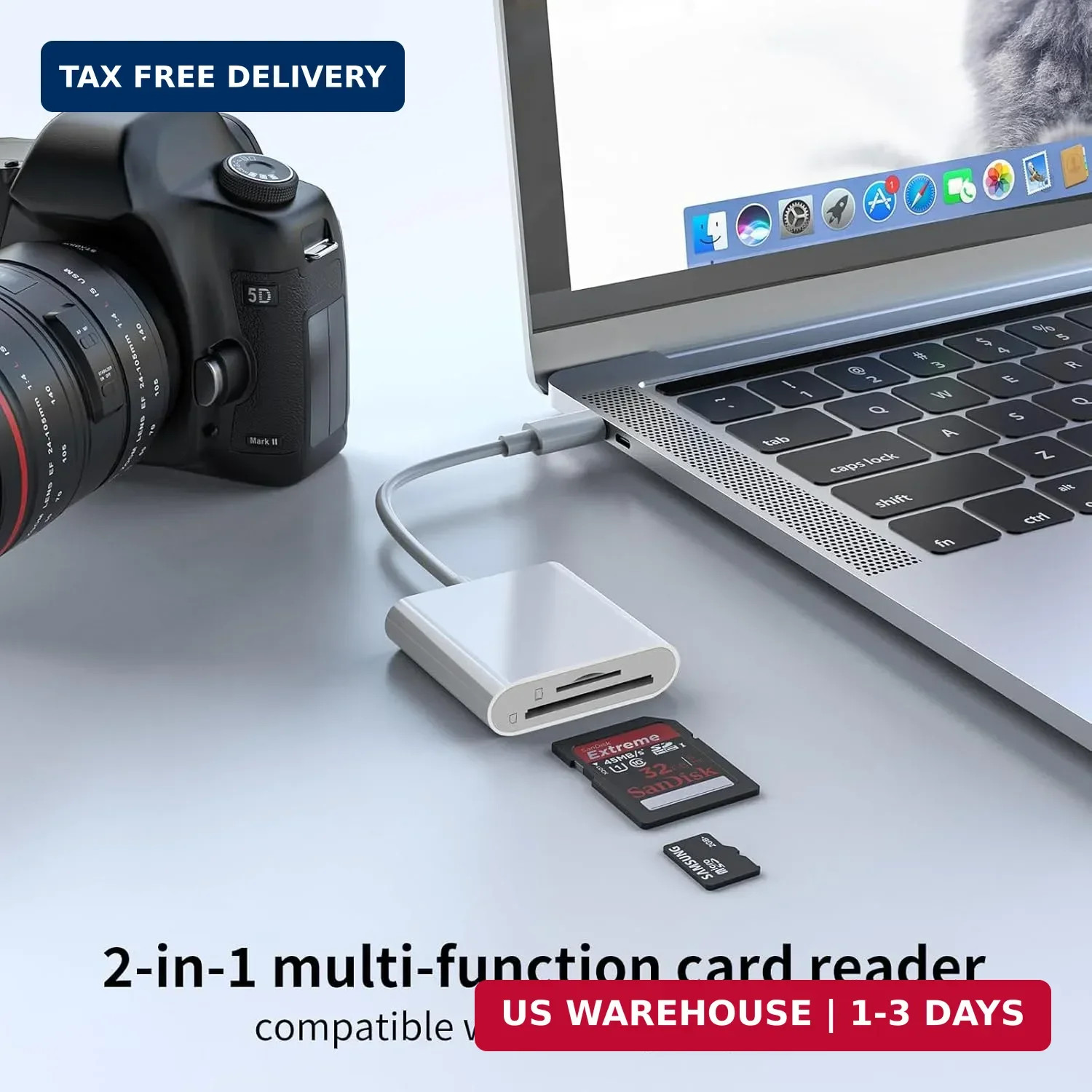 USB C SD Card Reader for iPhone 15 16/iPad/MacBook/Mac,Type C Memory Trail Camer