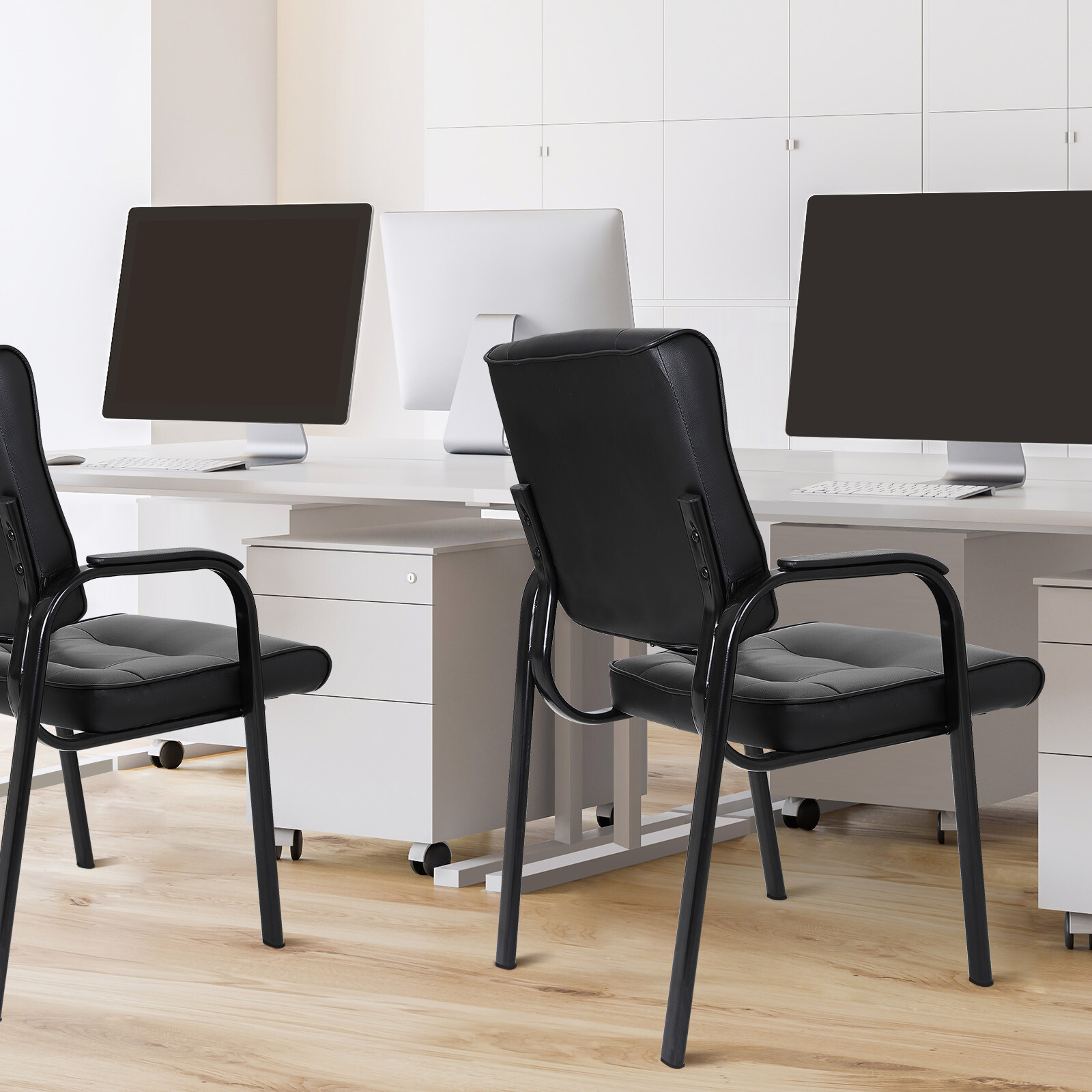 HomGarden Leather Guest Chair Office Desk w/Metal Frame Waiting Room Chair