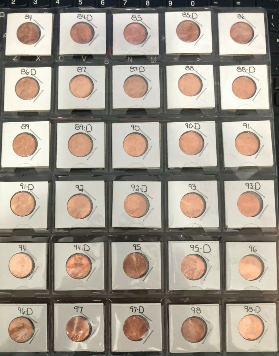 Complete Red choice/gem BU Memorial cent set 1984-1998 30 coins!