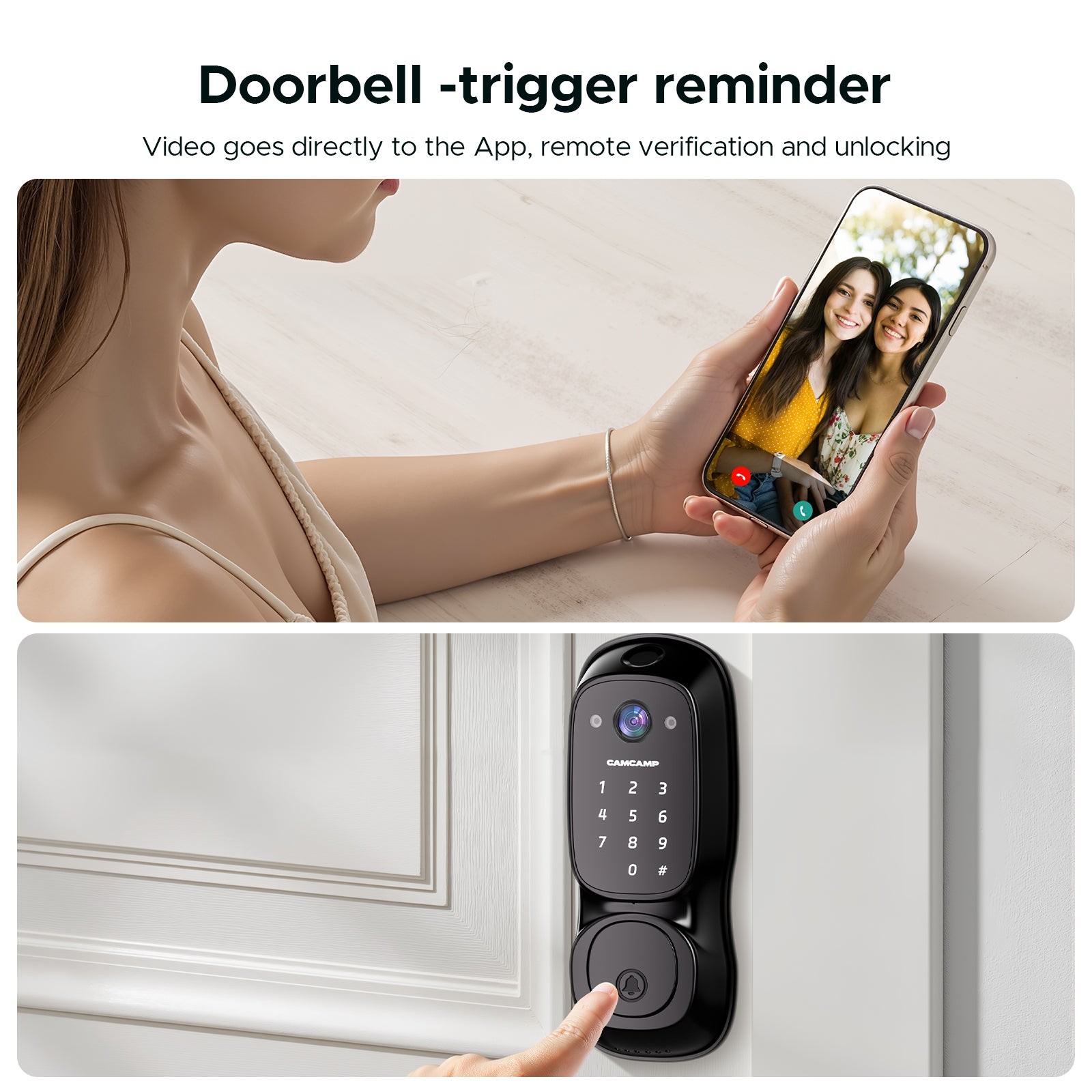 WiFi Video Smart Lock 3-in-1 Camera+Doorbell+Fingerprint Keyless Entry Door Lock