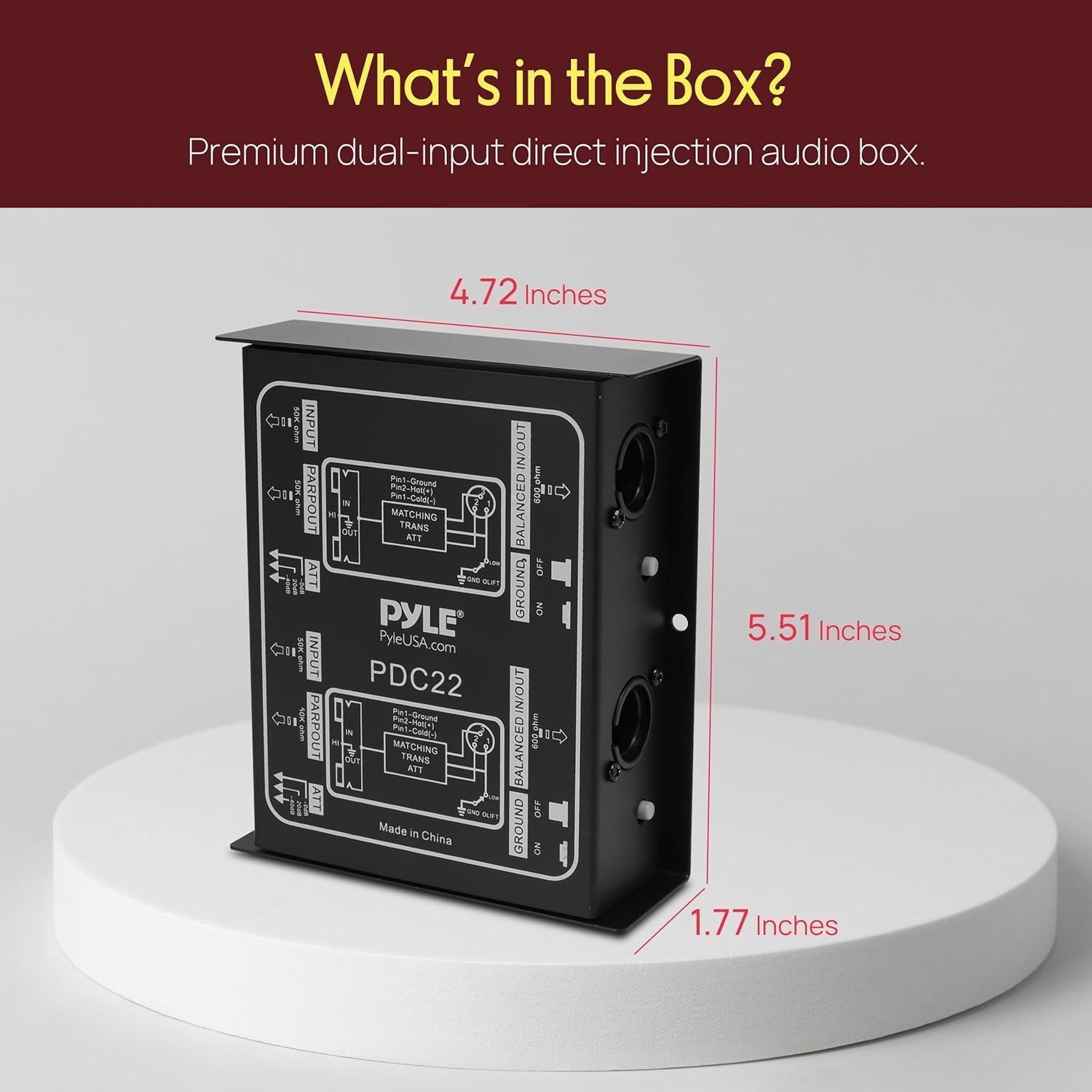 -PRO Premium Direct Injection Audio Box - Passive DI Unit Hum W/ Input
