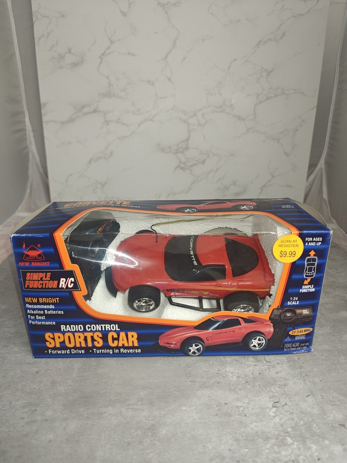 Rare Vintage New Bright Remote Control Corvette 1:24 scale SEALED