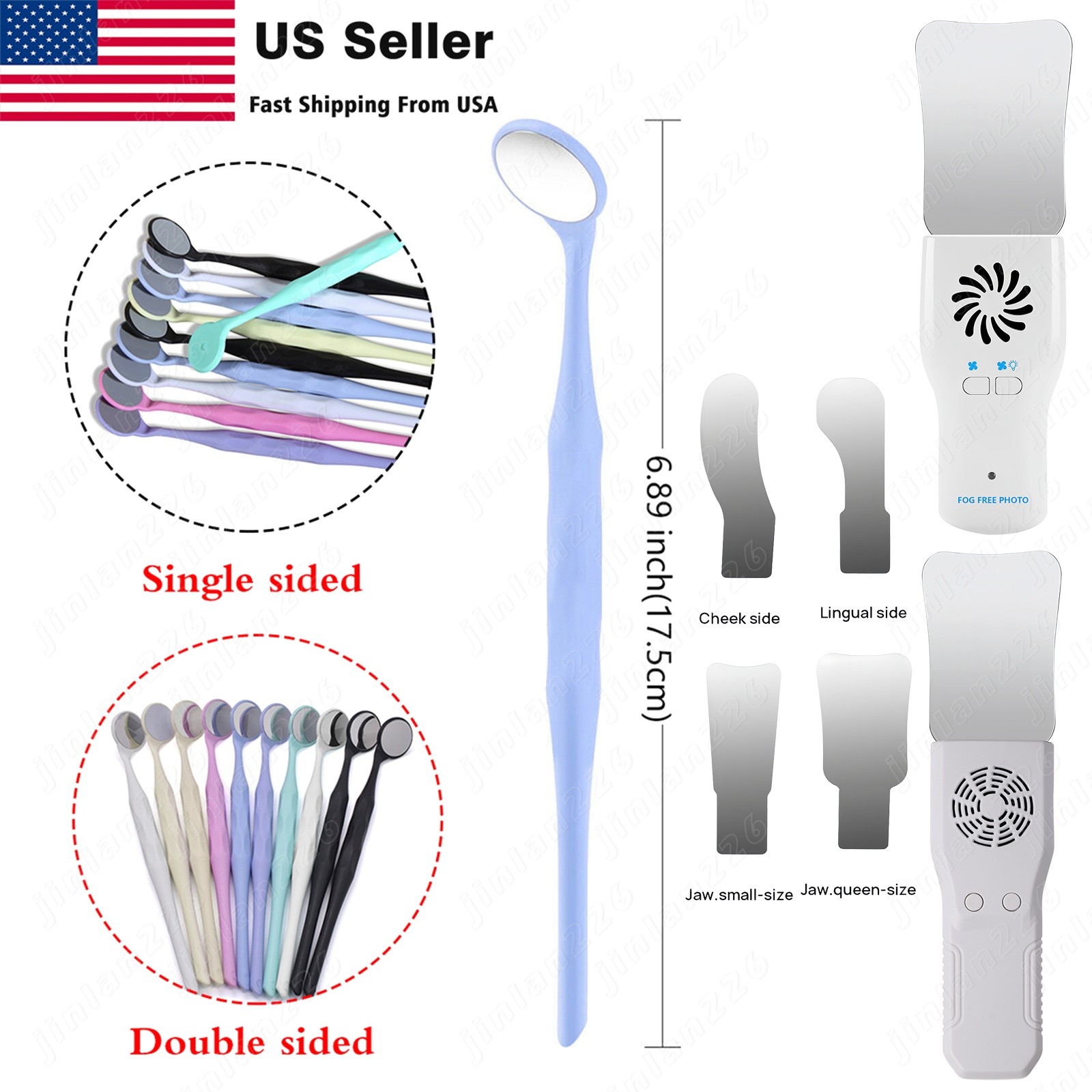 Dental Occlusal Mirror Fog Free LED Intra Oral Photo /10 Mouth Mirrors Reflector