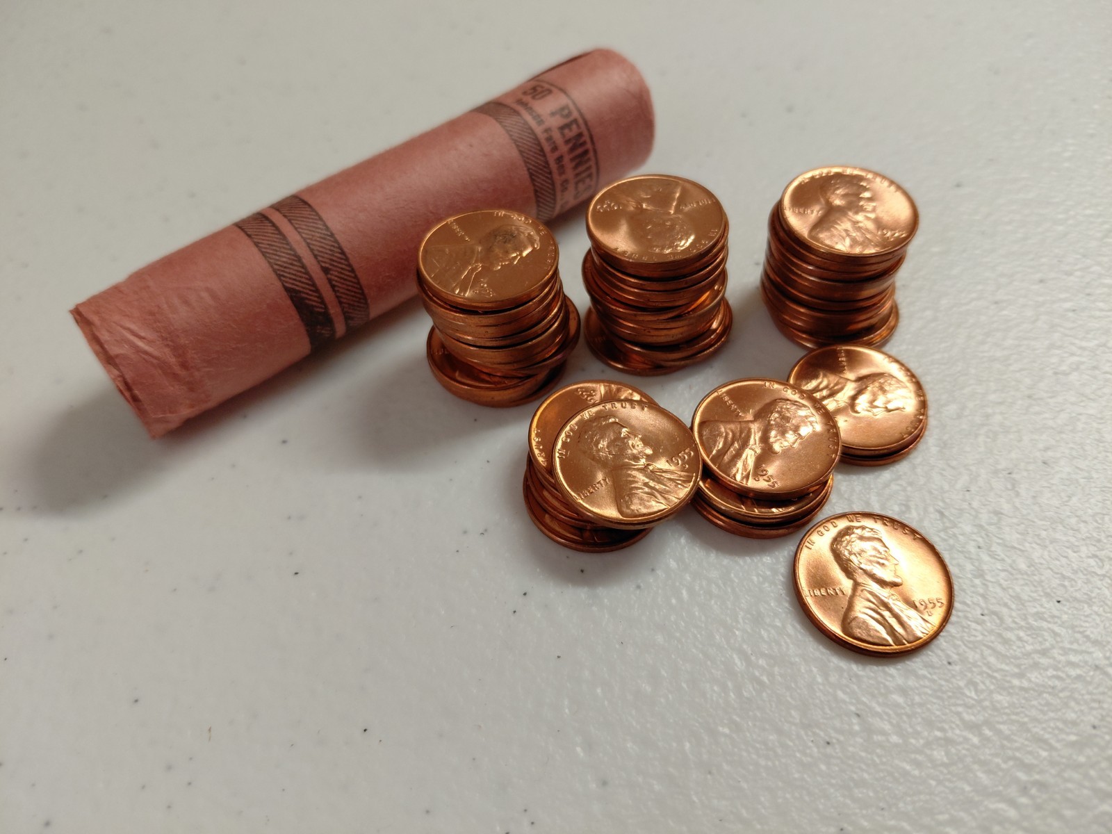 1955 D Wheat Pennies Uncirculated Red (Full Roll of 50)