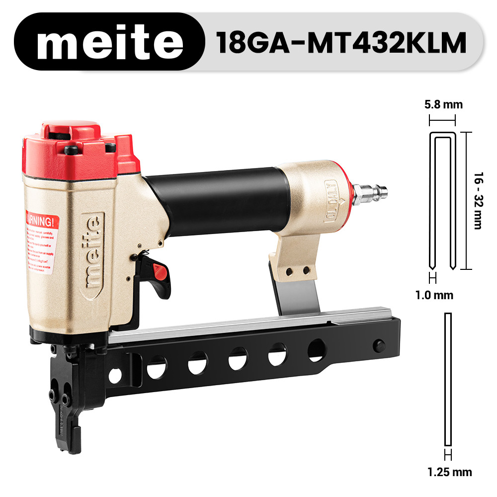 meite MT432KLM Pneumatic Staple Gun 18 Gauge 1/4" Narrow Crown 5/8" to 1-1/4"