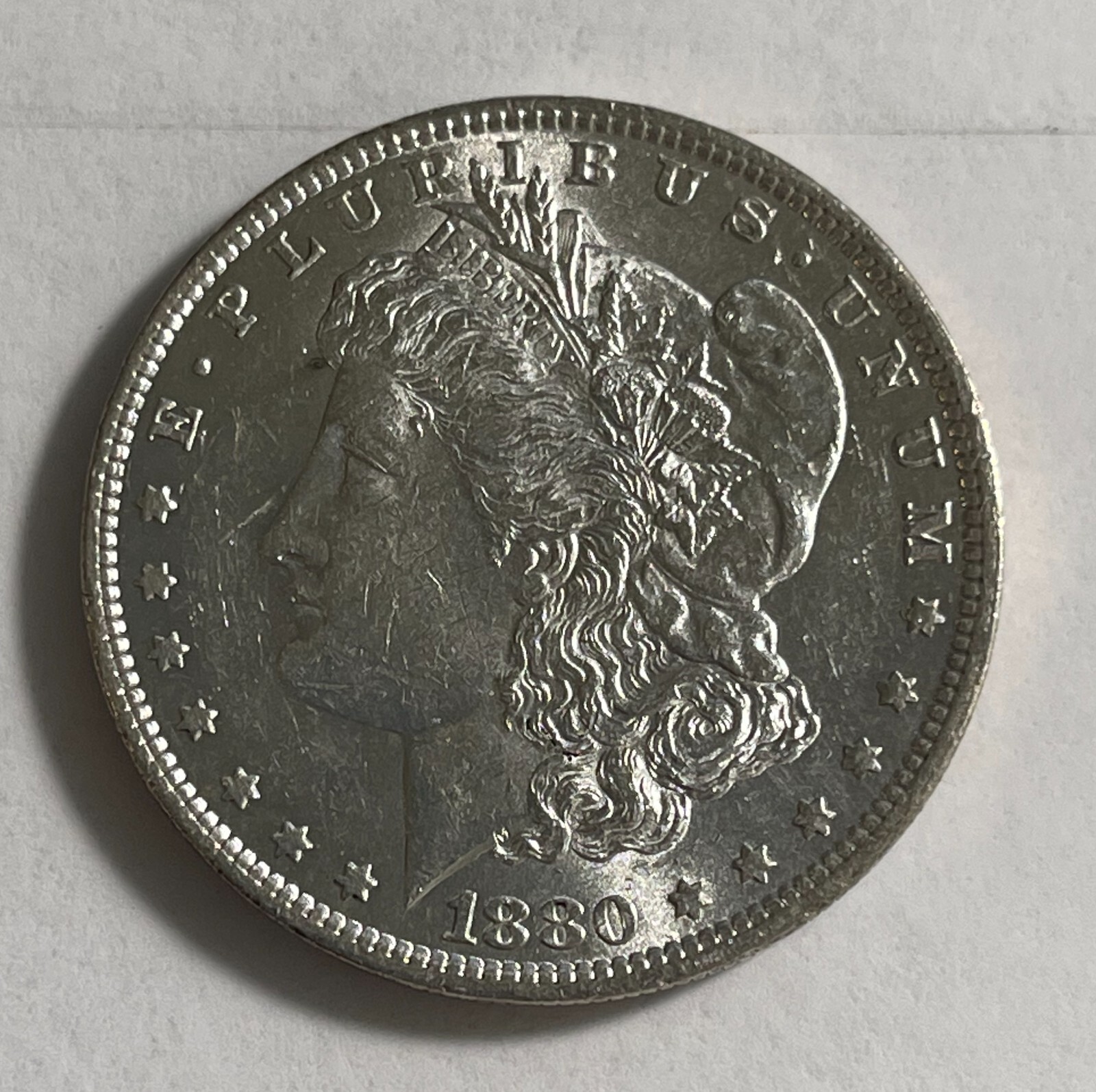 1880-O Morgan silver dollar AU/Unc nice luster (#15829)