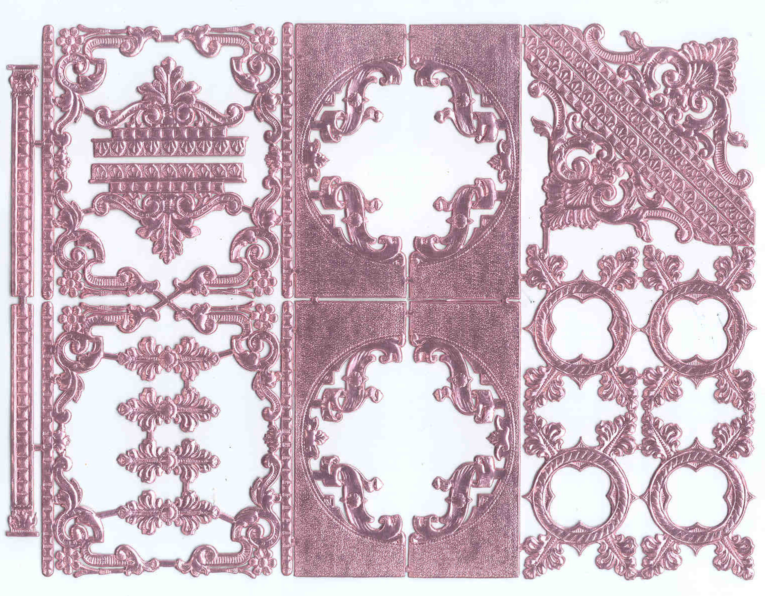 Scrap Die cut German Dresden Pink Foil Paper Embellishments Victorian Crafts