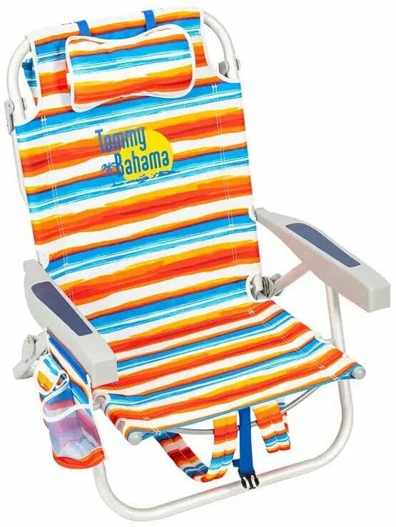 ⛱️New 2022 Tommy Bahama Backpack Beach Chair Designs-5-Position Classic Lay Flat