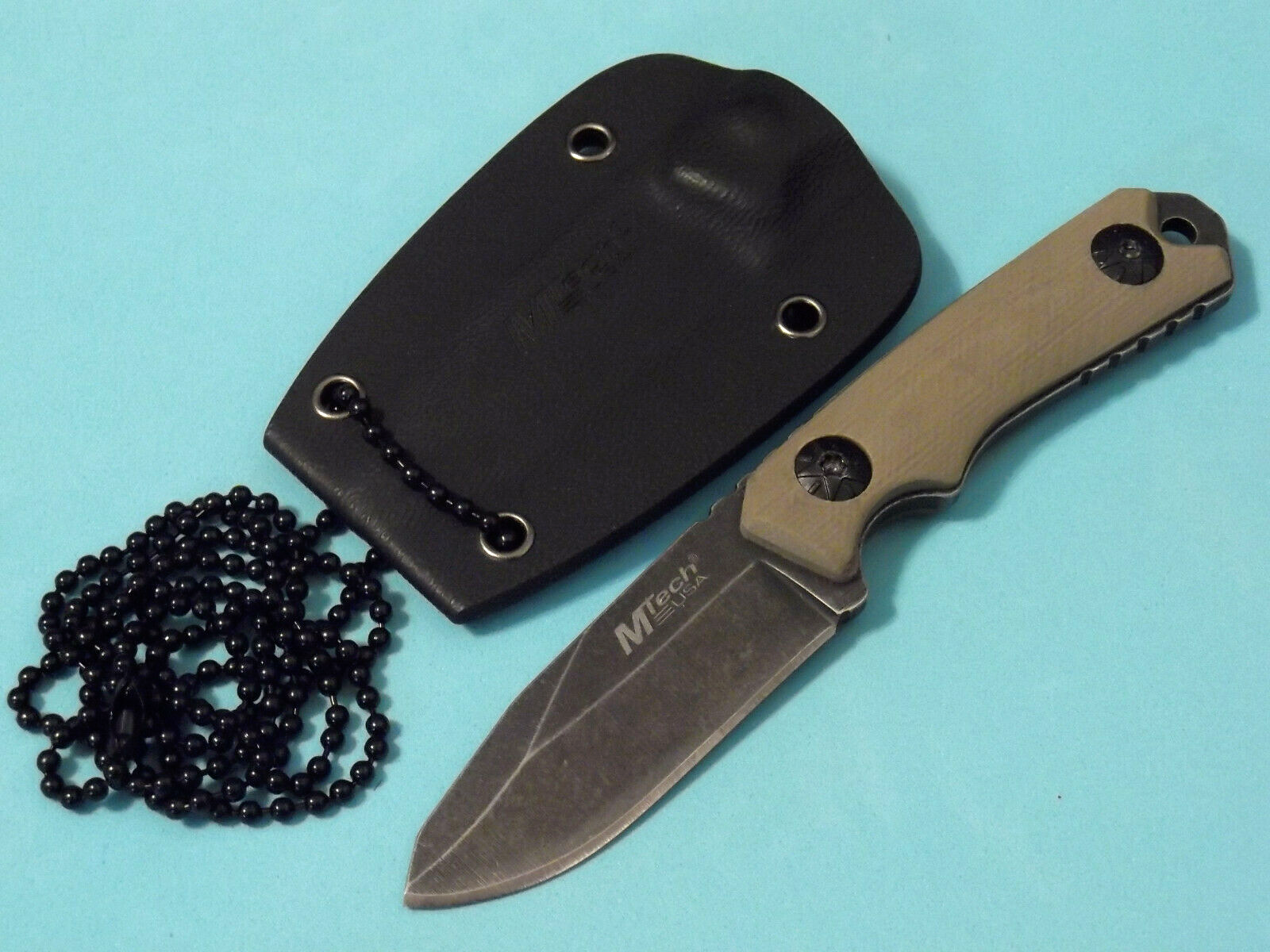 MTech MT2030 Mini Neck Knife Stonewashed fixed blade 4 3/4" overall MT-20-30