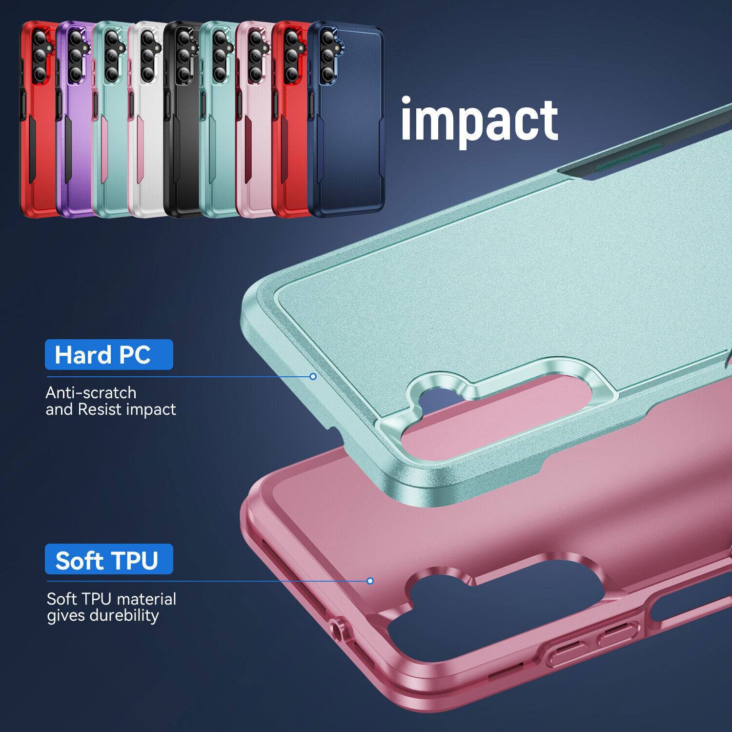 Luxury Rugged Hybrid Armor Cover Case For A14 A15 A34 A24 A54 A05S A13 A53 A33
