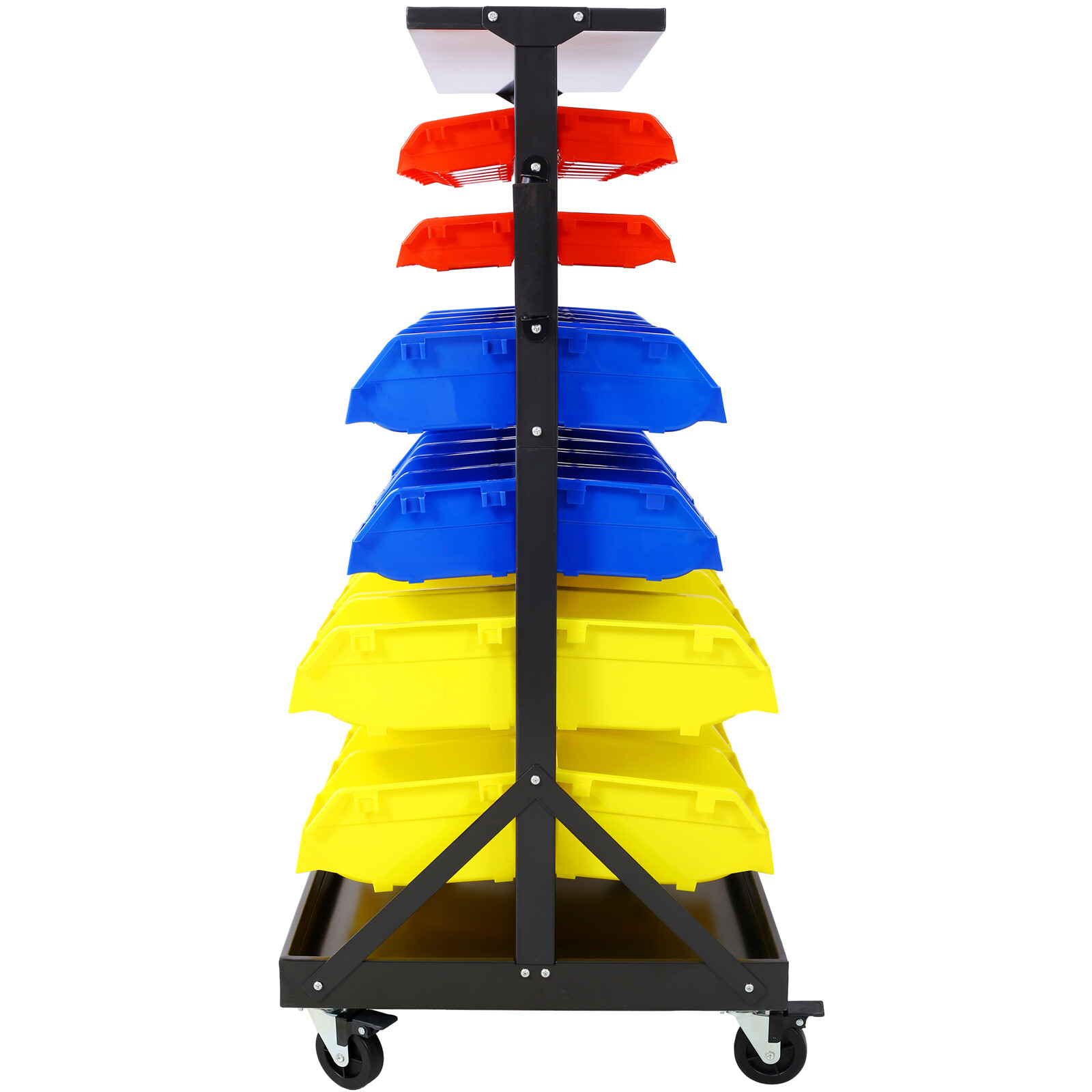 6-Tier Dual-Sided Rolling Bin Rack 350lbs Capacity Includes 60pcs Organizer Bins