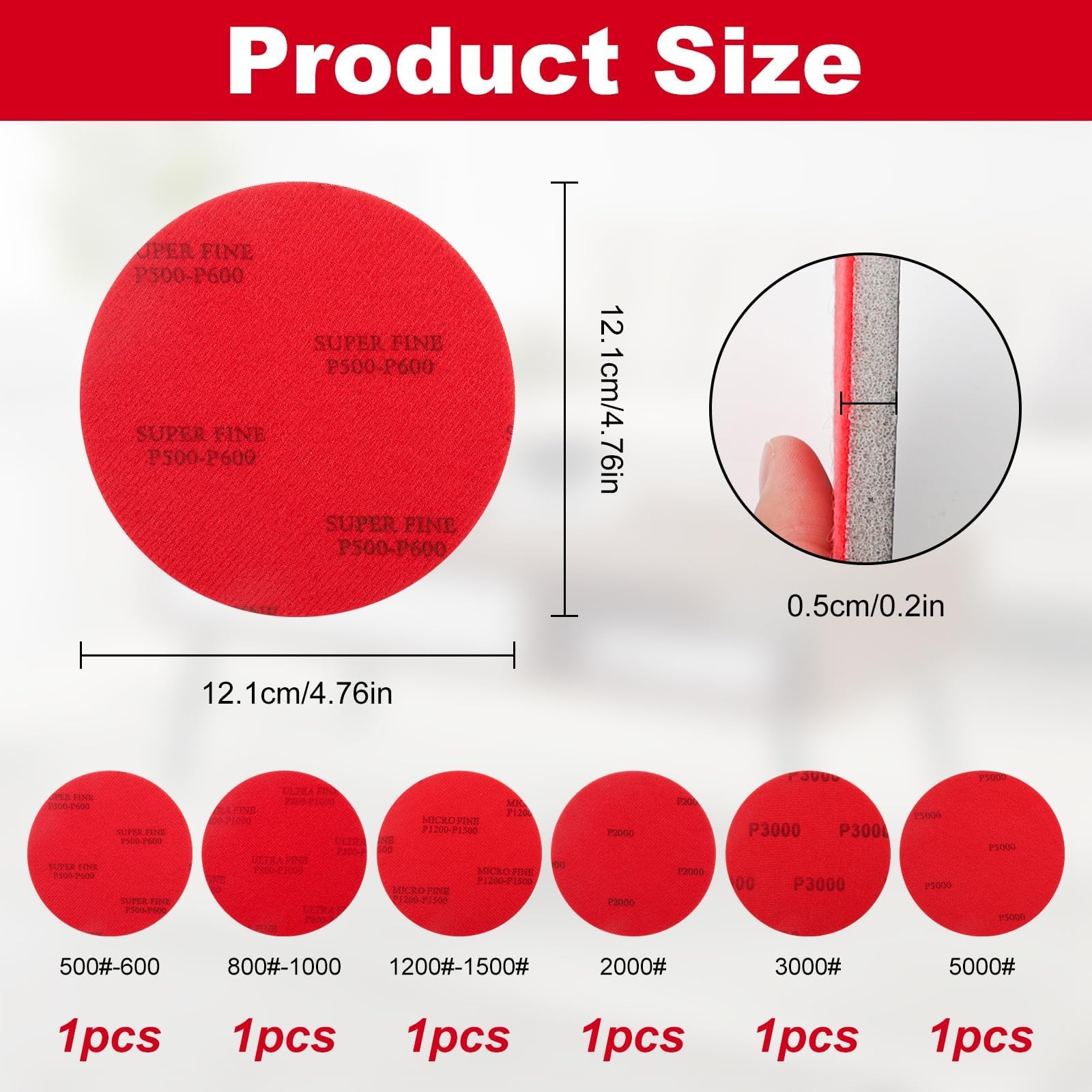 6 Pack 5-Inch Bowling Ball Sandings Pads - Sanding Pad's Assorted Mix