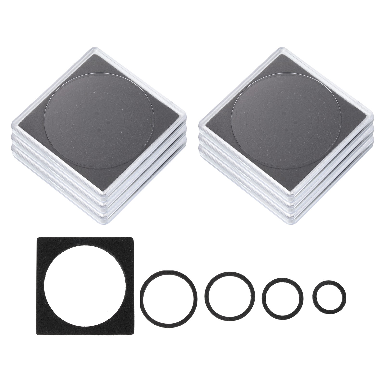 Coin Snap Holder, 6 Pack Coin Holders Square Fit 19/24/29/34/39mm, Black