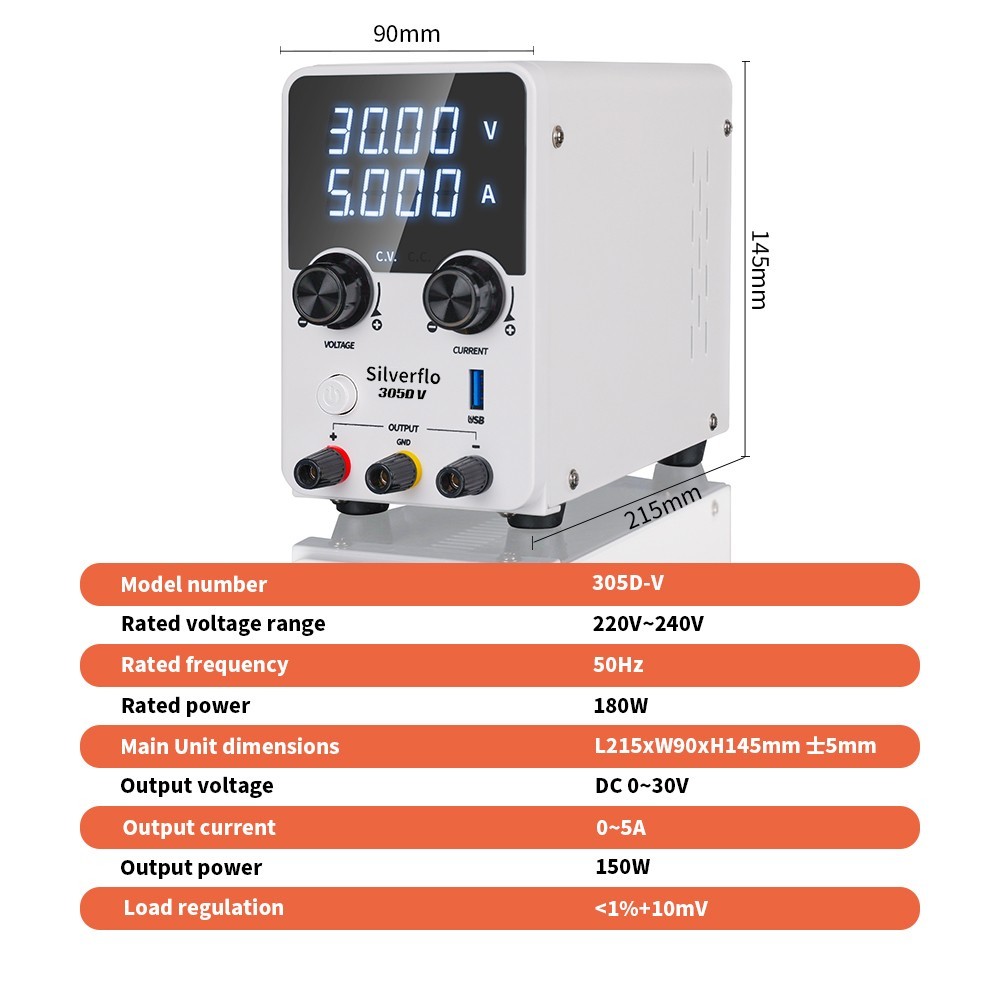 305D-V 180W DC 0-30V 5A Power Supply Variable Bench Switching