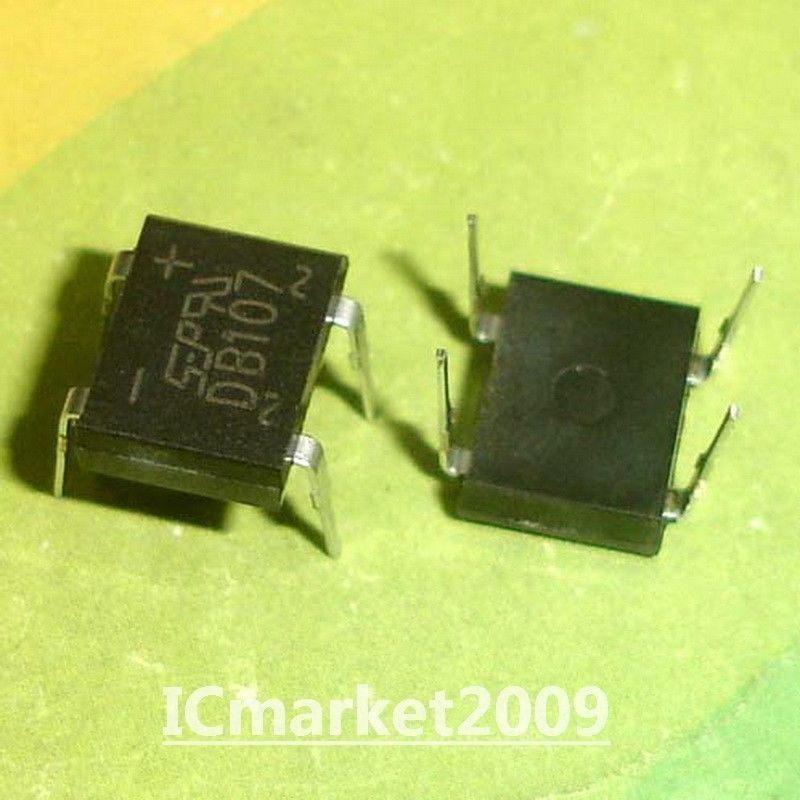 100 PCS DB107 DIP-4 1000V 1.0 Amp Single Phase Glass Passivated Bridge Rectifier