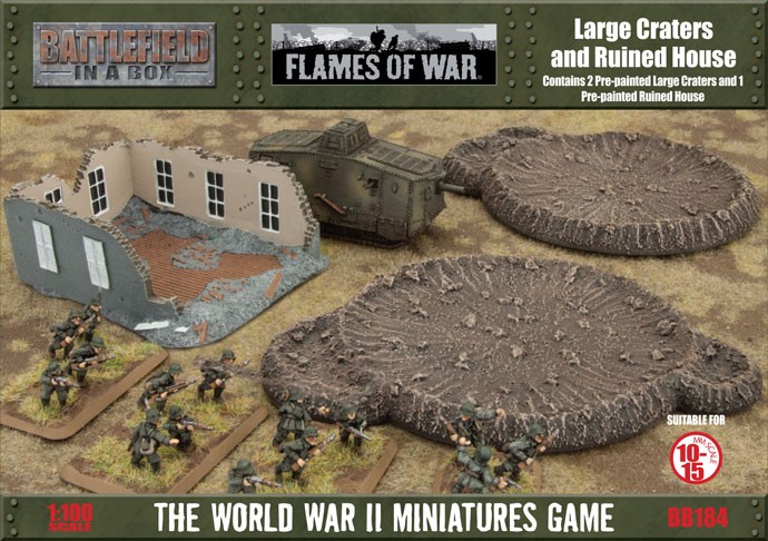 Battlefront BB184 Great War: Large Craters & Ruined House (3) Gaming Terrain