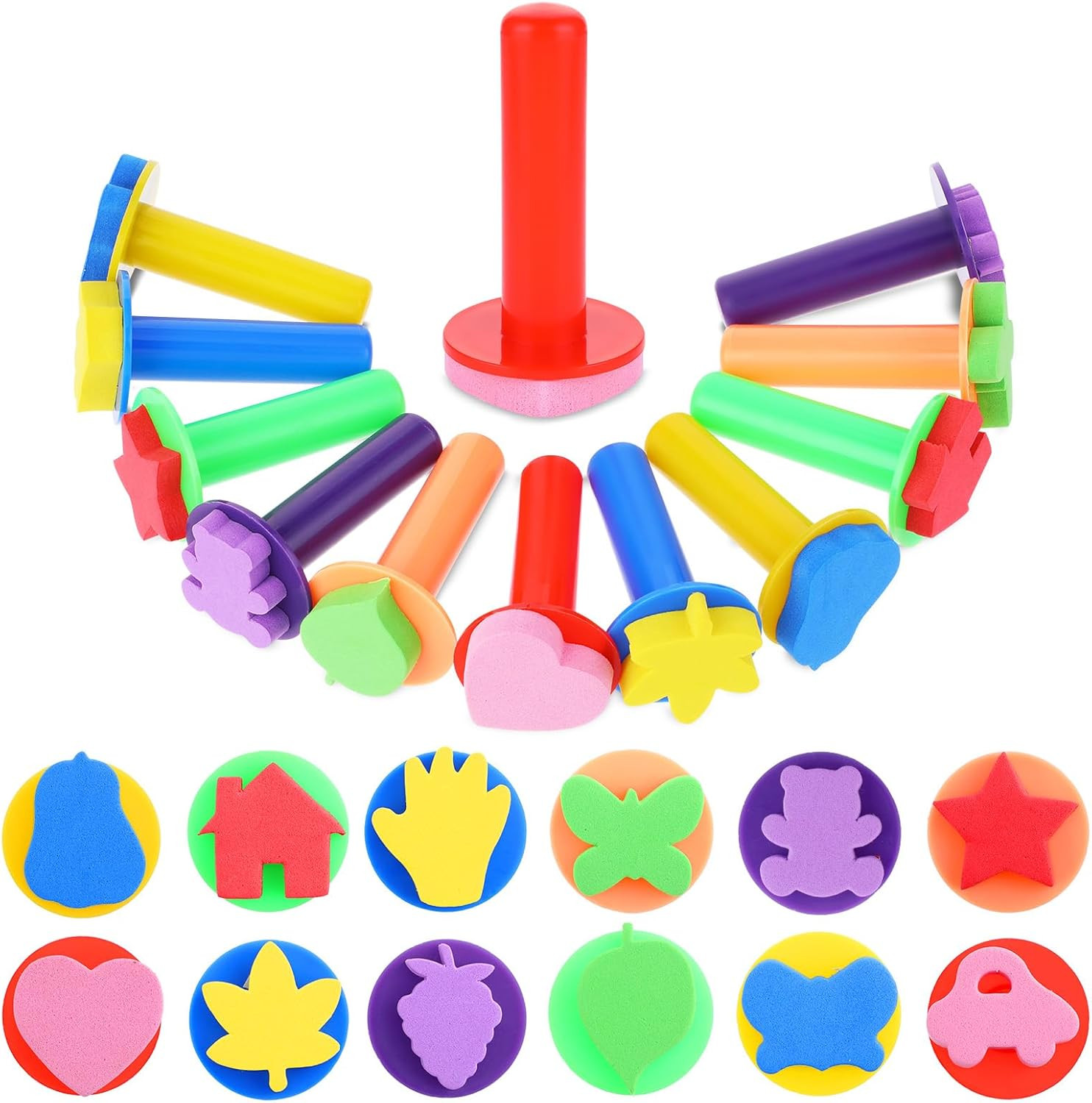 12 Pack Assorted Foam Paint Brushes, EVA Sponge Brushes for Crafting, Painting,