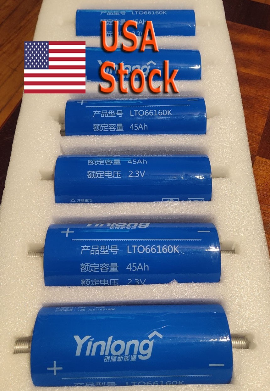 6PC Yinlong, NEW, Grade A  2.3V 45Ah Iron Titanate Battery  Cell LTO  LTO66160K