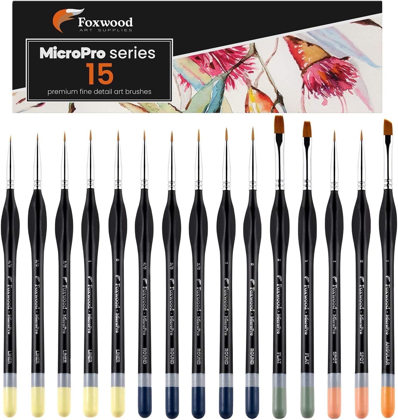 Foxwood | 15 pc Miniature Paint Brushes |  Quality for Fine Details