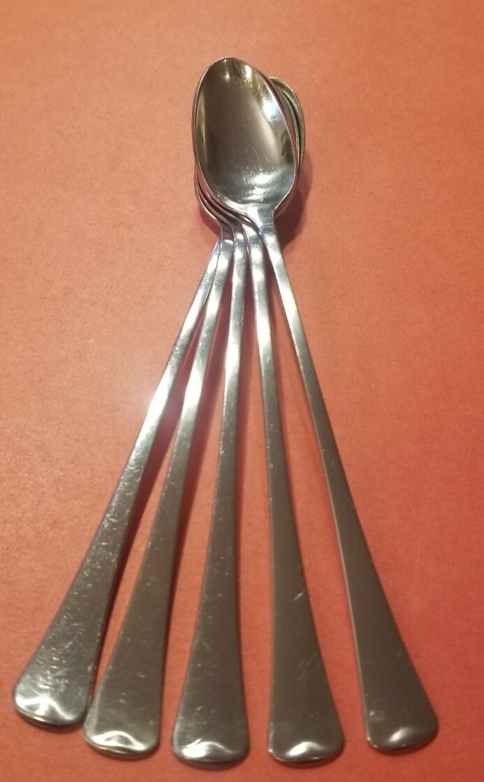 Oneida 1881 Rogers AMERICAN ARTISTRY Stainless 5 Iced Tea Spoons 7 1/2" FreeShip