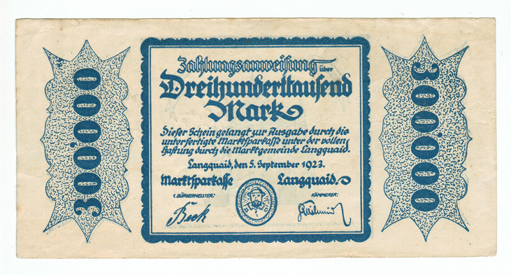 GERMANY BANKNOTE 300000 MARK LANGQUAID 1923