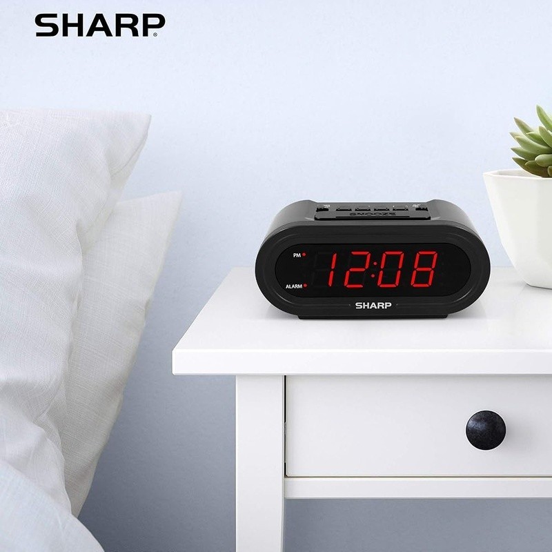 Digital Alarm with AccuSet Automatic Smart Clock Never Needs Setting Red LEDs