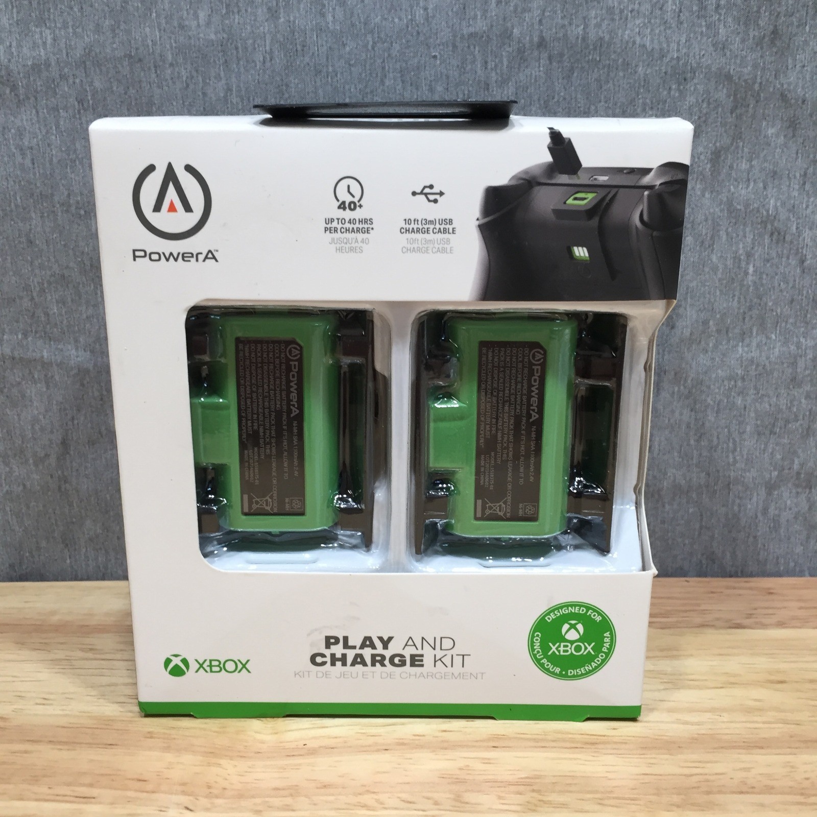 PowerA Xbox Play and Charge Kit 2 Rechargeable Batteries 4 Doors 10ft USB Cable