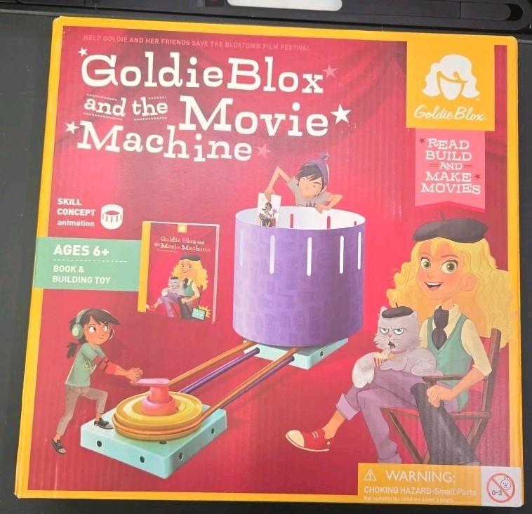 Goldie Blox and The Movie Machine, Book & Building Toy, Make Animation 6+ NEW