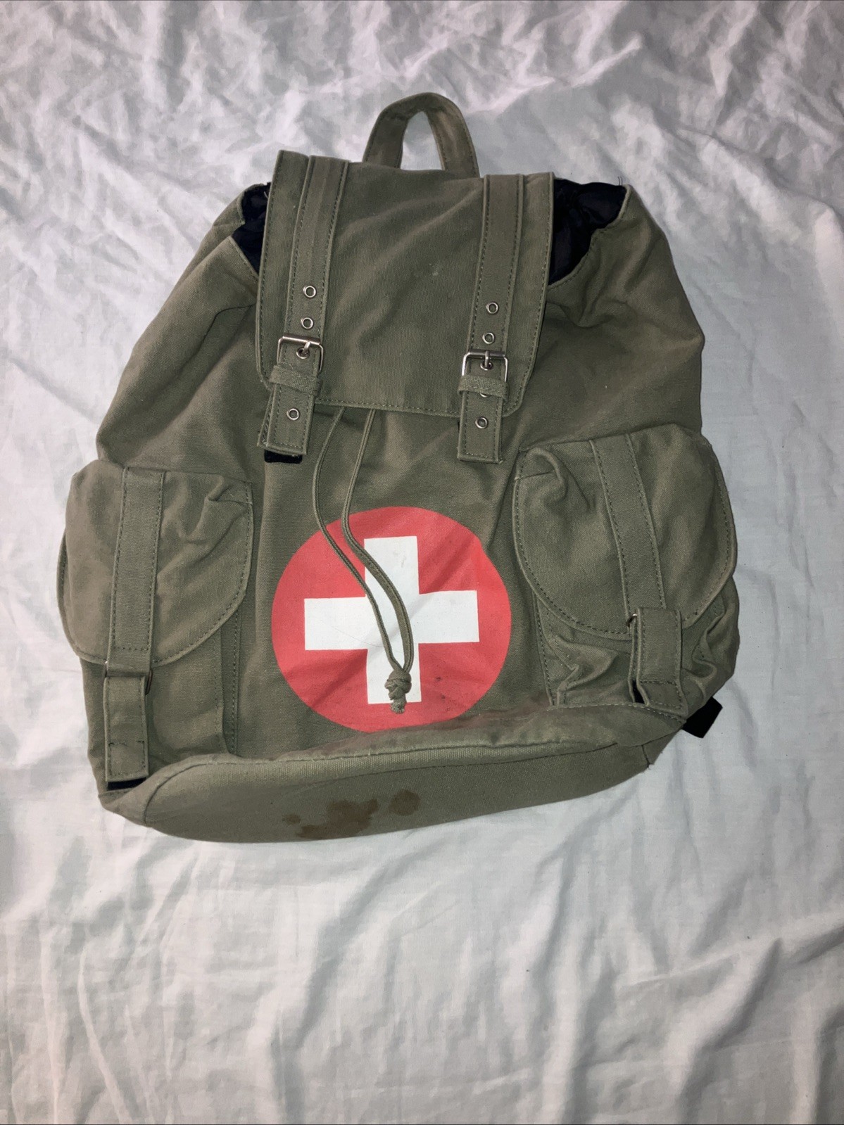Vintage Green Canvas Military Medical Style Backpack