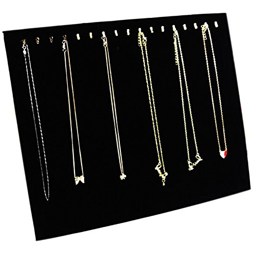 Black Velvet 17 Hook Necklace Jewelry Tray/Display