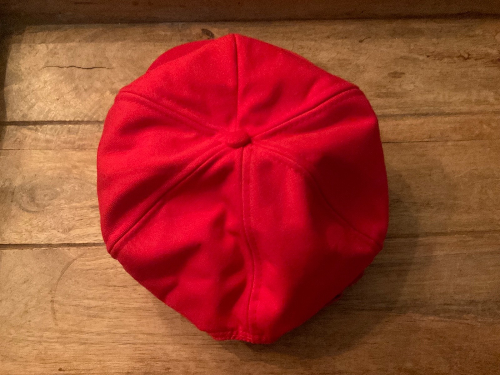 VINTAGE SAN SUN FAUX FUR EAR FLAP BRIM HAT HOGOBOOM TRUCKING ( ADULT OS ) RED