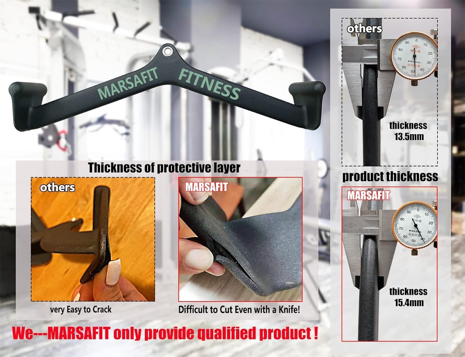 Fitness Rowing Pulley Cable Machine Attachment Handle Grips Lat Pull Down Bar