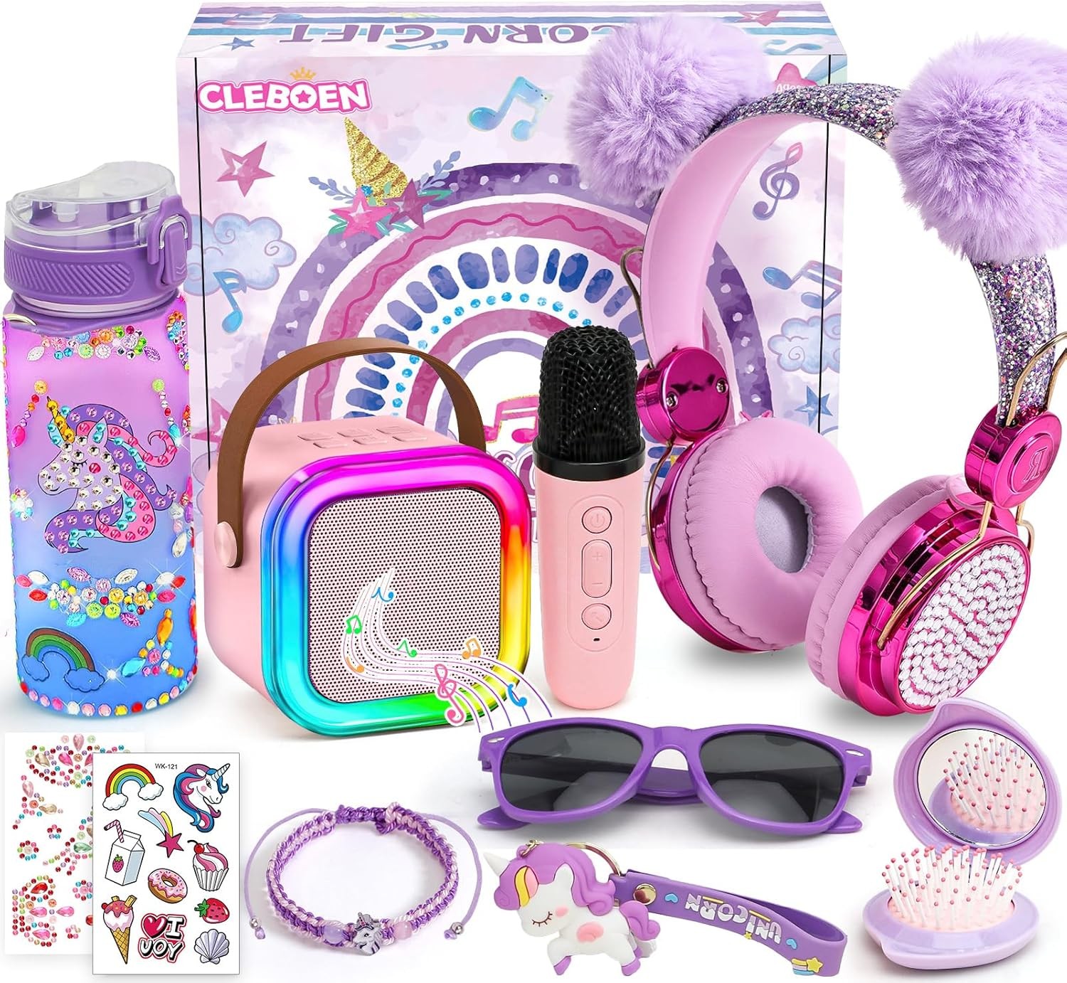 Unicorn Gift for Girls Toys with Kids Karaoke/Microphone/Headphone/DIY Water ...