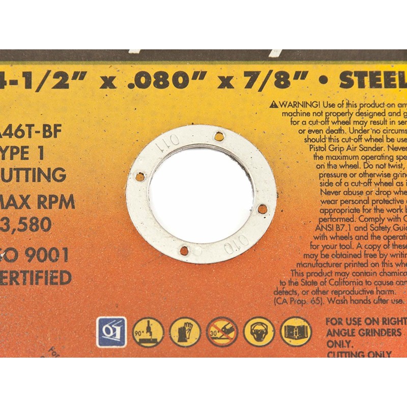 Forney 71815 Aluminum Oxide 13,580 rpm 4-1/2 in. Cut-Off Wheel 0.08 in. Thick