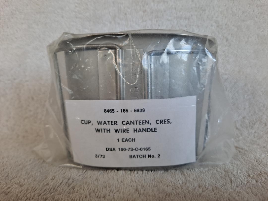 Canteen Cup, First Issue of Wire Handle dated March 1973. Unissued-NOS