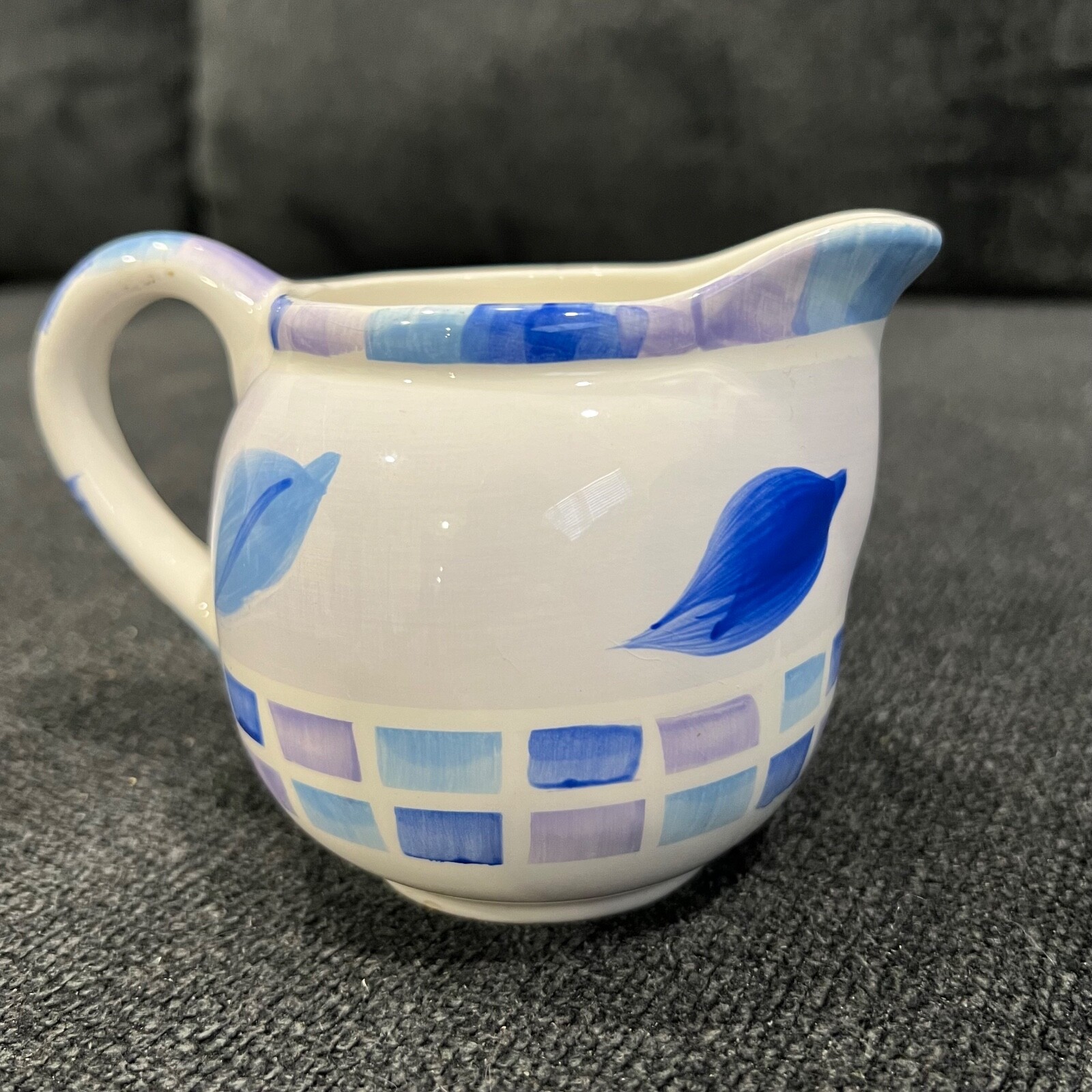 Royal Norfolk Creamer Small Pitcher Blue Purple Mosaic Leaf