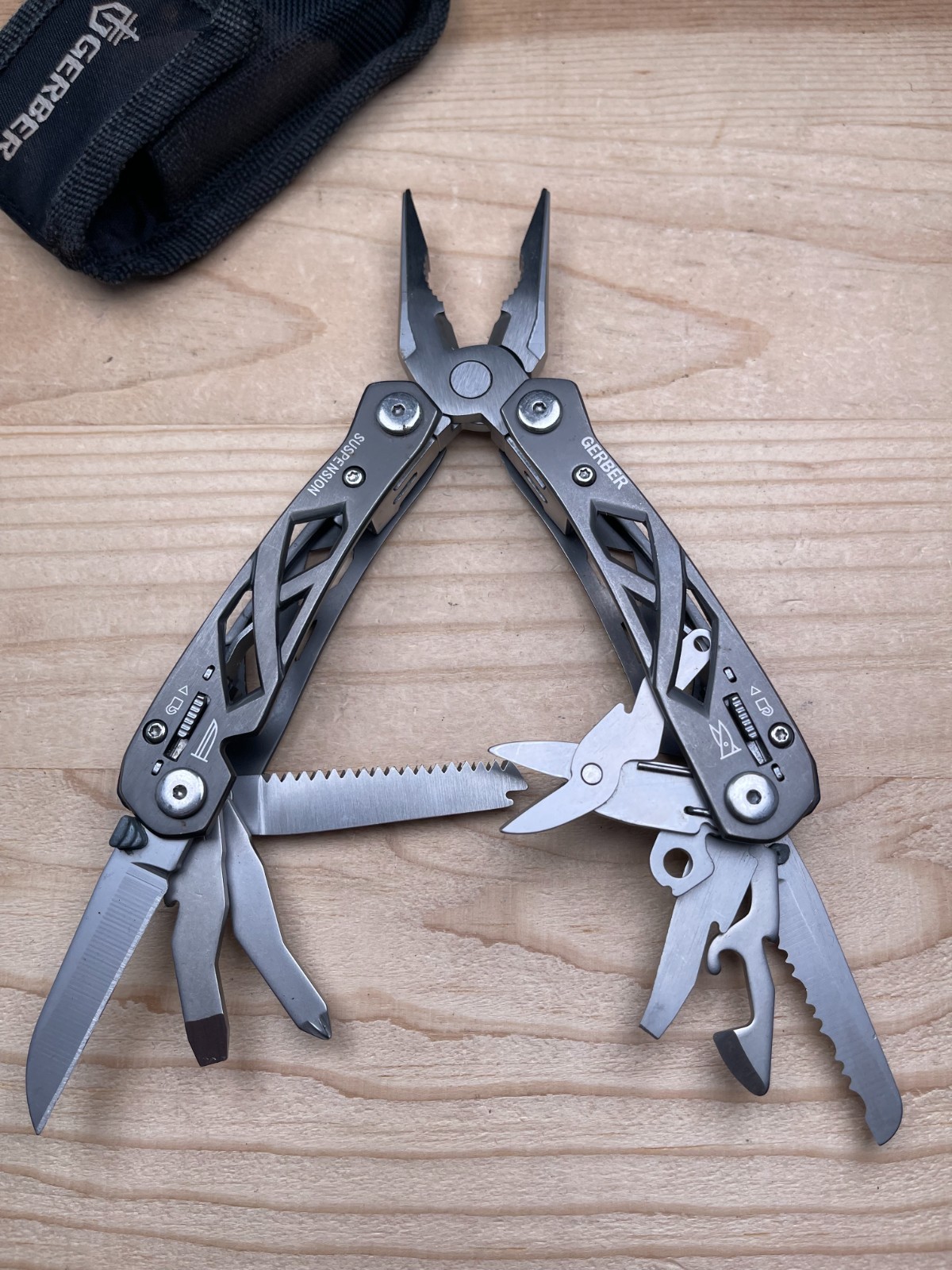 Gerber Suspension Gray Multi-Tool Plier Knife Scissors with Nylon Sheath