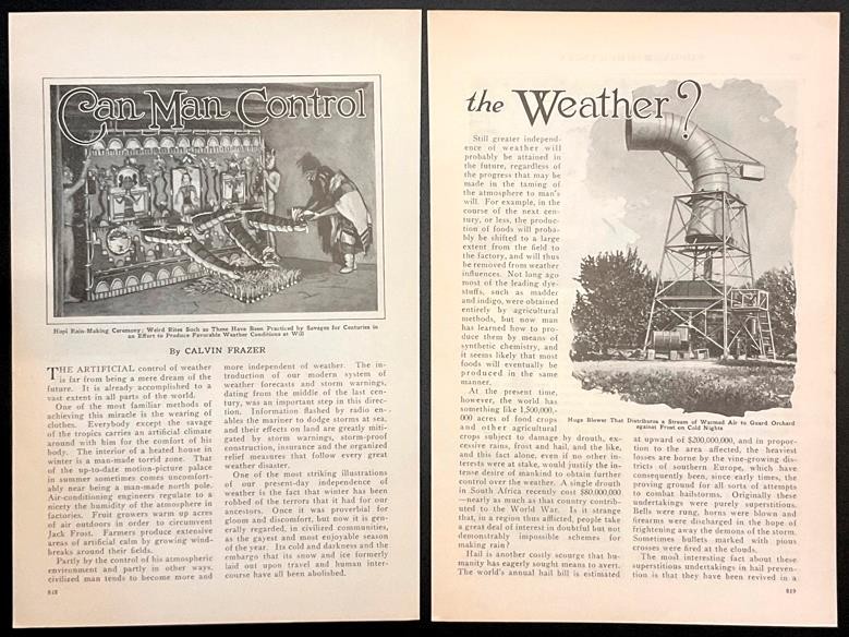 “Can Man Control the Weather” 1929 pictorial Methods, Myths, and Inventions
