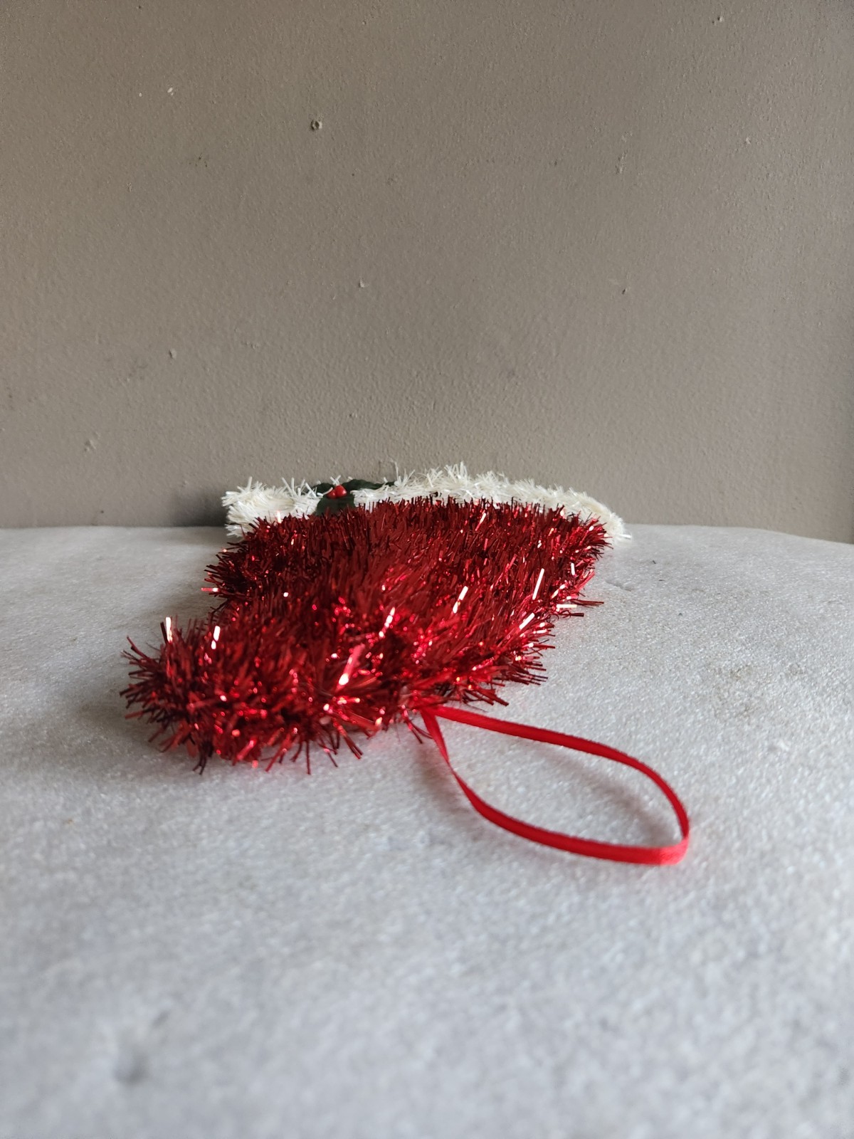 Tinsel Santa Claus Hat Decoration • Hanging • 13½"×9"