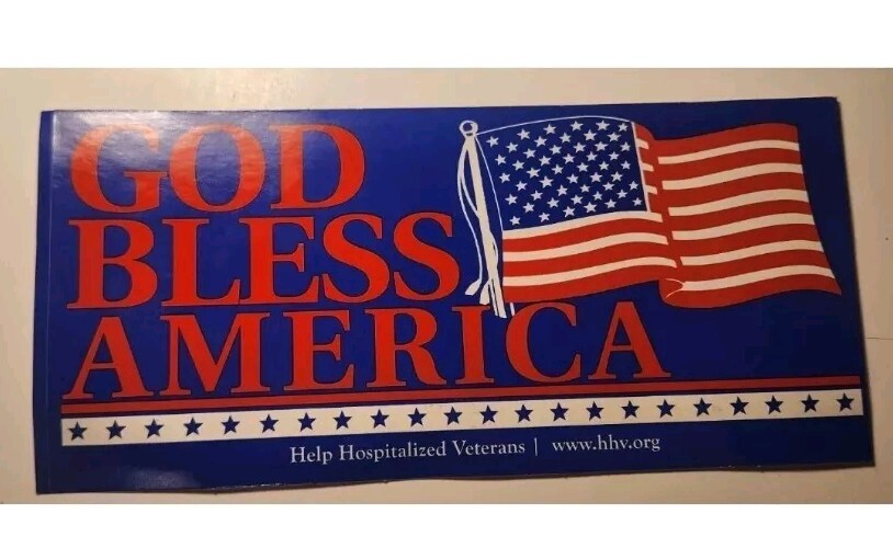 Blue American Flag "God Bless America" Bumper Sticker