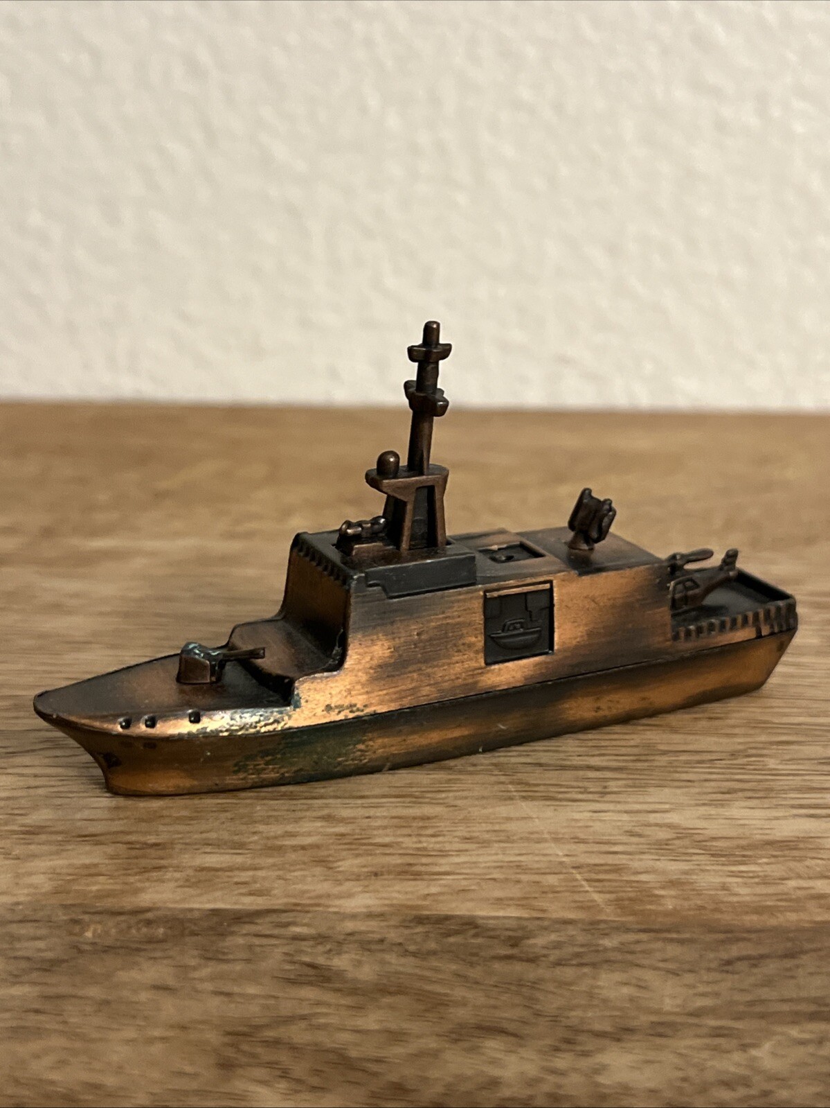 War Battle Ship Die - Cast Metal 4.2” Long Collectible Bronze Ship