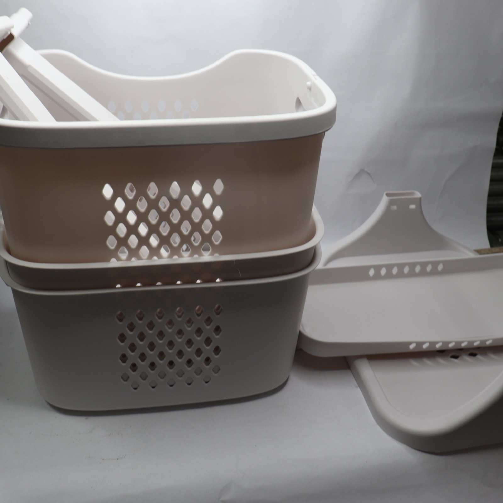 3-Portable Basket Rolling Cart with Top Shelf White